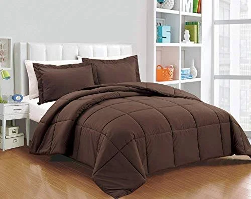 Chezmoi Collection 3-Piece Down Alternative Comforter Set (Oversized King - Chocolate)