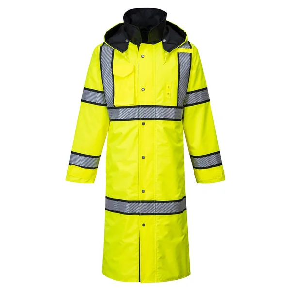 Portwest UH447 Hi-Vis Reversible Rain Coat 48 inch-Yellow/Black-5XL