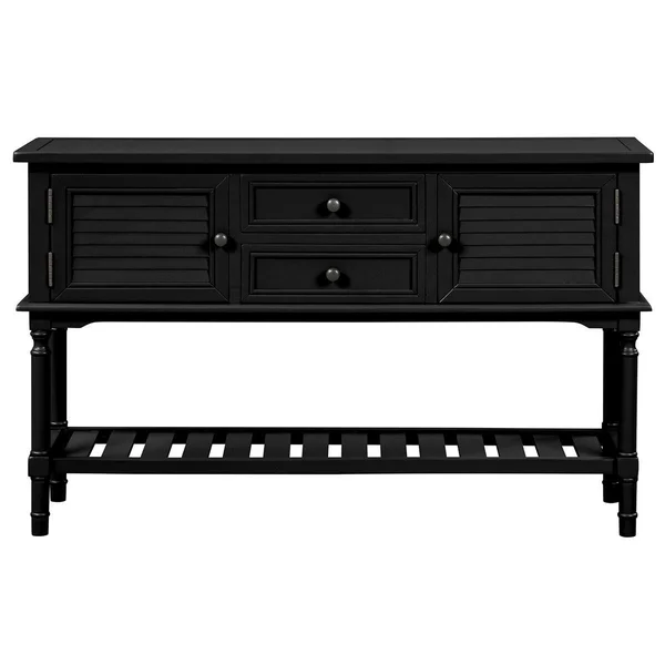 Merax Rusitic Console Table Sofa Table with 2 Drawers, 2 Cabinets and 1 Shelf - Navy Blue