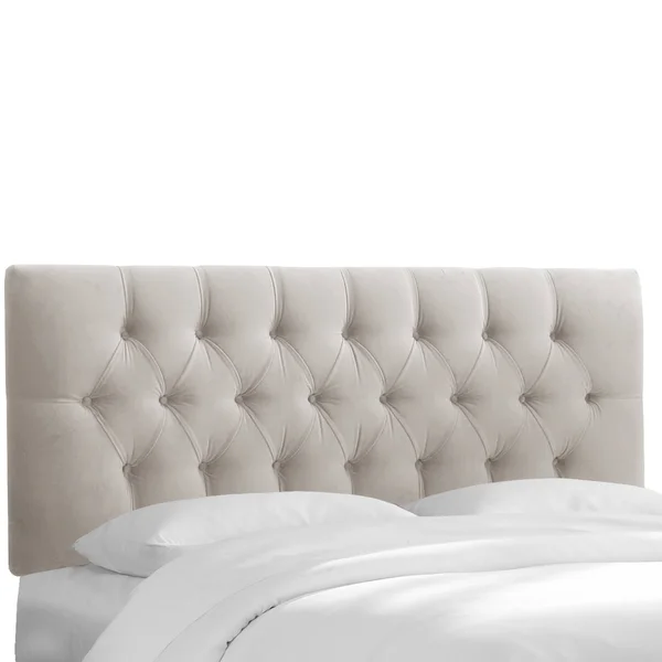 Skyline Upholstered Tufted Full Headboard in Light Gray