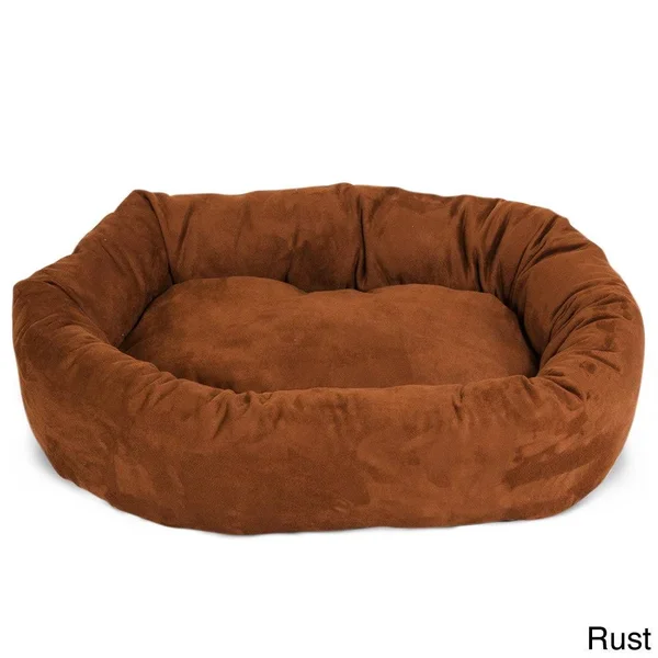Majestic Pet Suede Bagel Dog Bed, Navy, 24-in