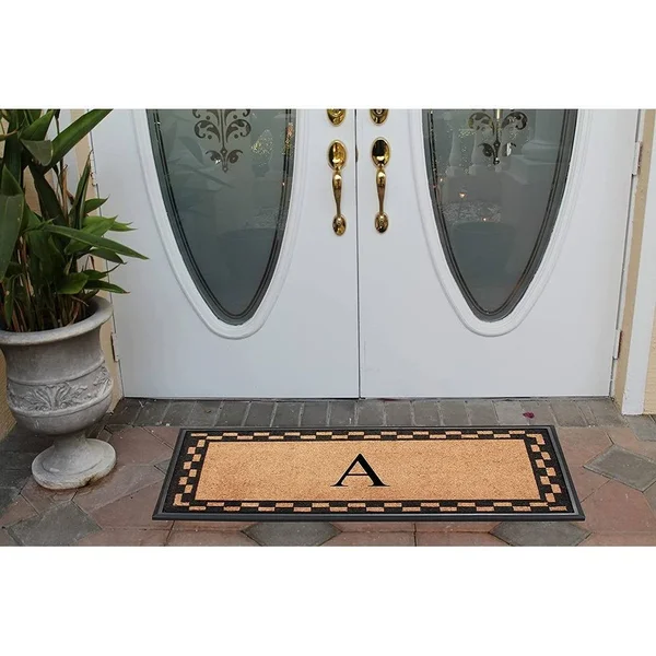 A1hc Rubber and Coir Heavy Duty Non-Slip Durable Monogrammed Q Doormat 24 inchx48 inch, Black/Beige, Size: 24 inch x 48 inch