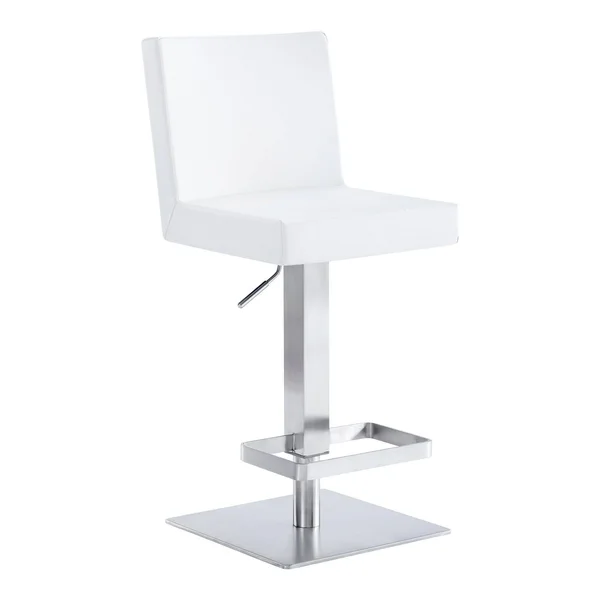 Leatherette Swivel Barstool with Adjustable Height - White