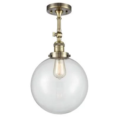 Caudillo 1-Light 10x22 Semi Flush Mount Beachcrest Home Fixture Finish: Satin Gold, Shade Color: Clear, Bulb Type: 60 Watt Vinta