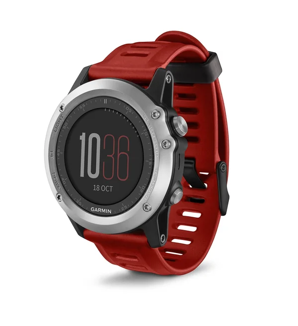 Garmin Fenix 3 GPS Watch Silver with Red Band