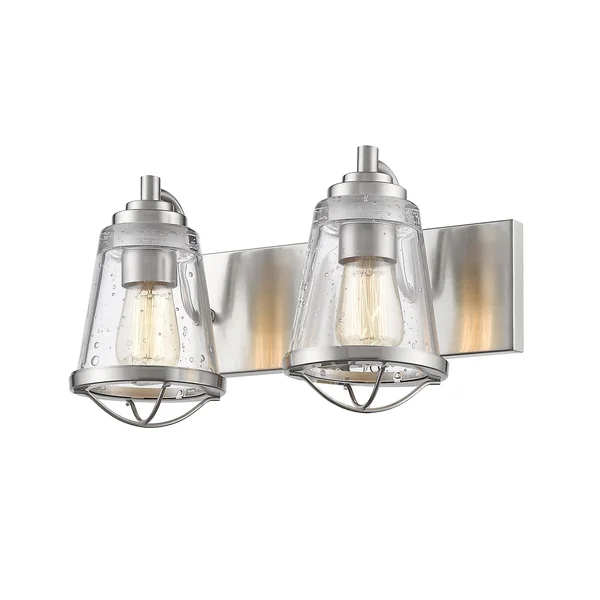 Avery Home Lighting Mariner Brushed Nickel 2 Light Vanity - 7.625 inches x 16 inches x 8.875 inches