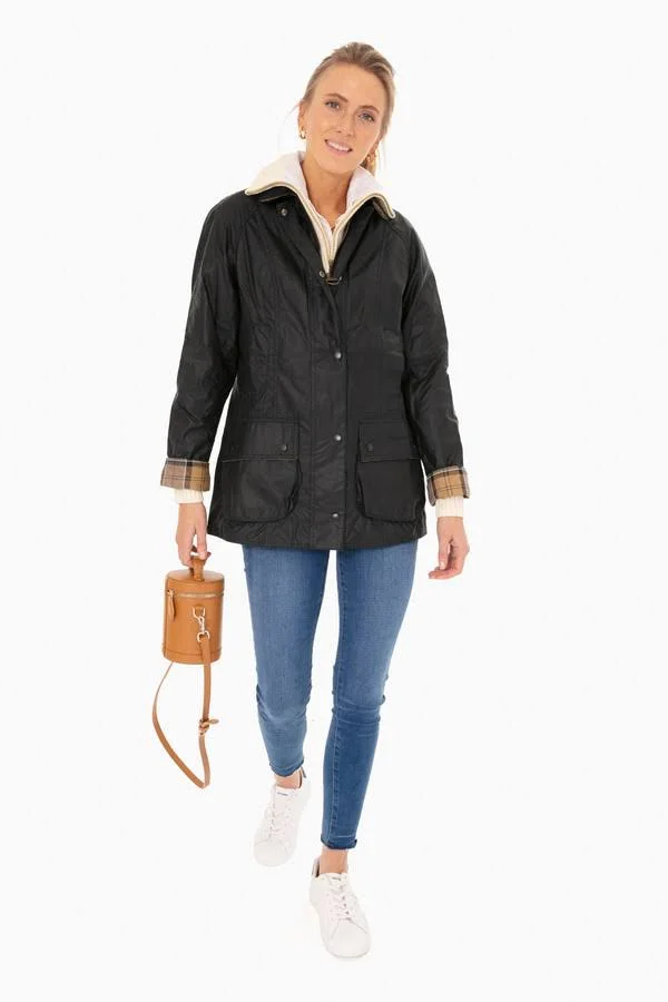 Barbour Navy Beadnell Wax Jacket, Navy, 0 (UK 4)