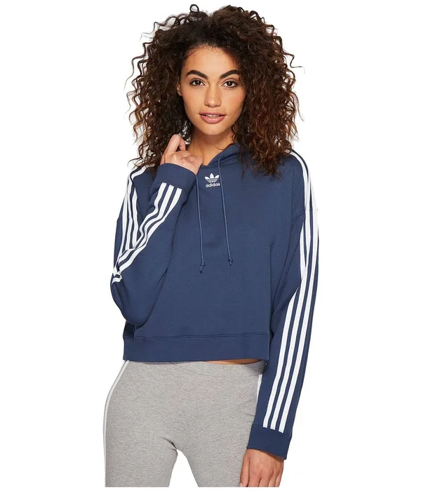 Adidas Womens Blue Cropped Hoodie