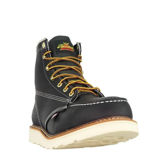 Thorogood 6x22 American Heritage Moc Toe Wedge Steel Toe Boots, Men's Black