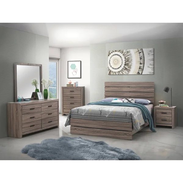 Geary Slatted Headboard Panel Bed - Coastal White - King