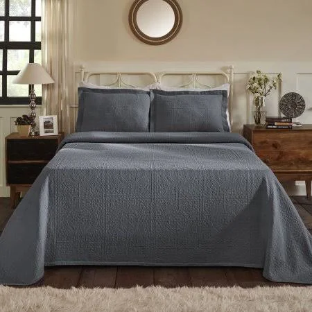 Superior Jacquard Matelasse Fleur-de-lis Bedspread Set - Blue