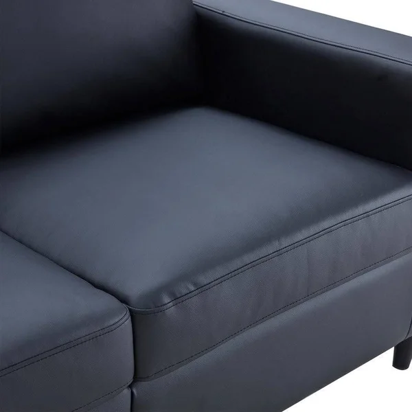 3-Seater PU Leather Couchu0026Sofa with Wood Frame and Durable Legs - Black