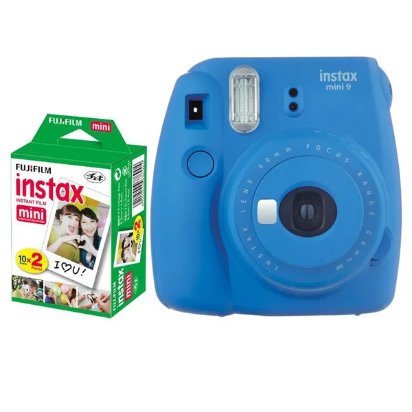 Fujifilm Instax Mini 9 Instant Film Camera (Cobalt Blue) + Fujifilm Instax Mini Twin