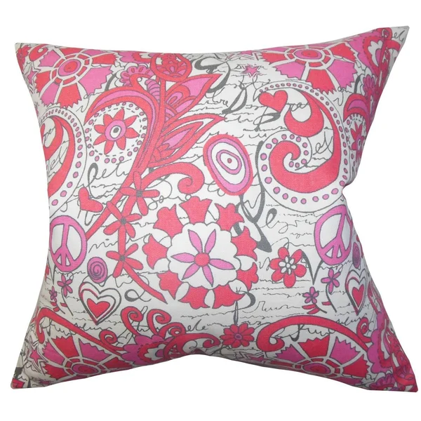 The Pillow Collection Adelpha Floral 22-inch Down Feather Throw Pillow Pink - Size: 22 x 22