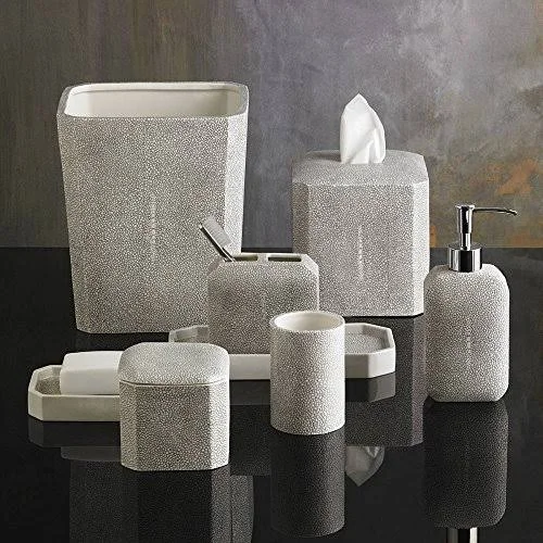 Kassatex Shagreen Waste Basket - Porcelain