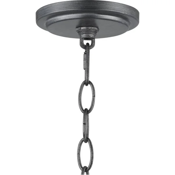 Progress Lighting Crofton 3-Light Rustic Pewter Chandelier/Brushed Nickel/Glass