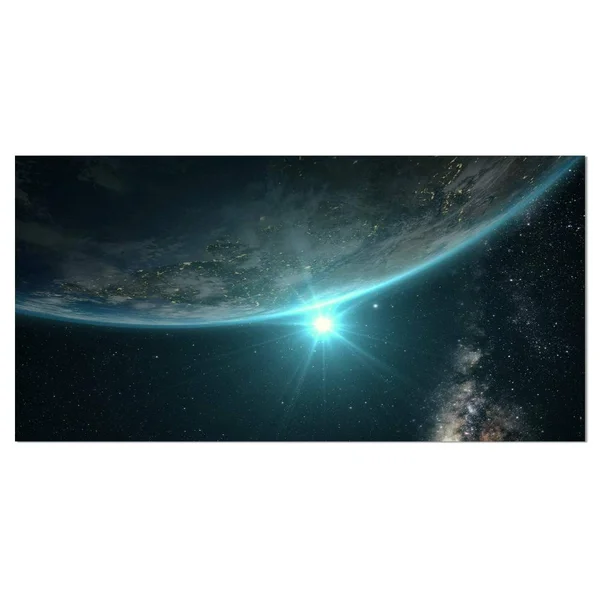 Design Art Sunrise in Earth from Space Contemporary Landscape Canvas Art - 40X20x22