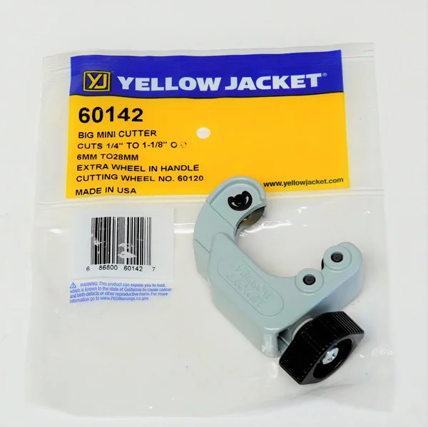 Yellow Jacket 60142 Tubing Cutter, 1/4x22 to 1-1/8x22 Cut Cap.