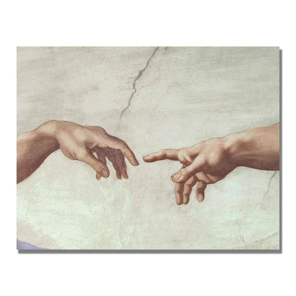 Trademark Fine Art Hands of God by Michelangelo Graphic Art on Wrapped Canvas - Size: 35x22 H x 47x22 W x 2x22 D