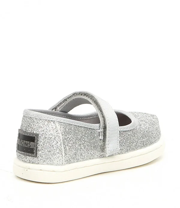 Toms - Tiny Mary Jane Fuchsia Iridescent Glimmer Flats