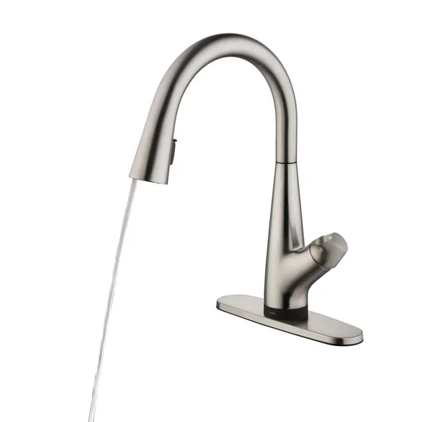 Glacier Bay Eagleton Sinlge-Handle Pull-Down Sprayer Kitchen Faucet with Water Filter in Stainless Steel - Silver