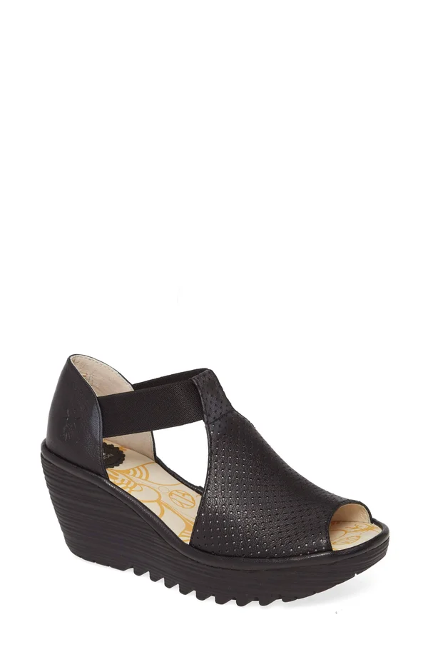 Fly London Women's Sandal Black Yemo Leather Sandal 39