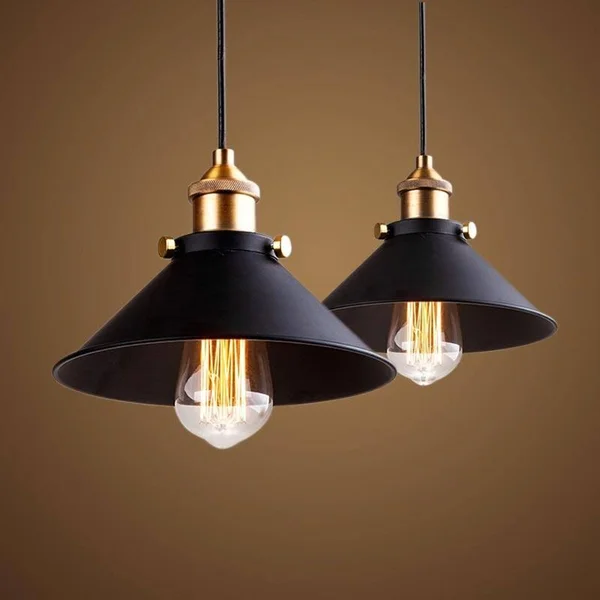Black Vintage Industrial Pendant Light Nordic Retro Lights Iron Lampshade Loft Edison Lamp Metal Cage Dining Room Countryside