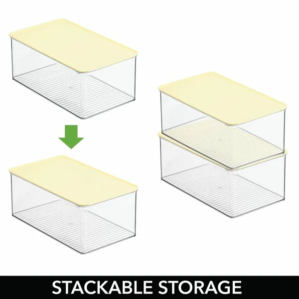 mDesign Playroom Stackable Plastic Storage Box with Lid for Organizing Baby/Child's/Kids Toys - Action Figures, Crayons, Markers