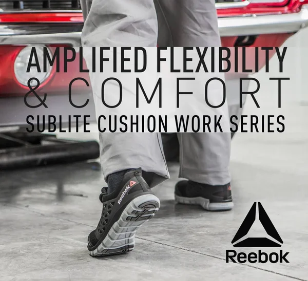 Reebok Men's Black Sublite Cushion Work Shoes - Alloy Toe