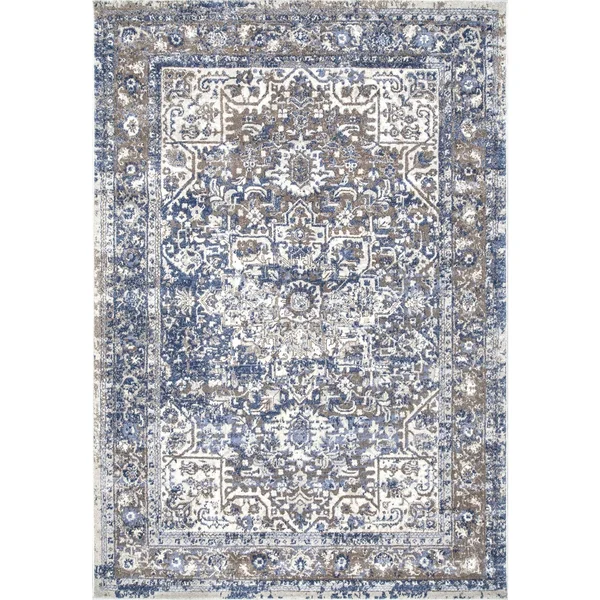 nuLOOM Rugs Vintage Lilah Medallion Blue 5& x 7& 5x22 Area Rug