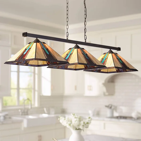 Pleske 56x22 Wide Bronze Ranier Kitchen Island Light Pendant
