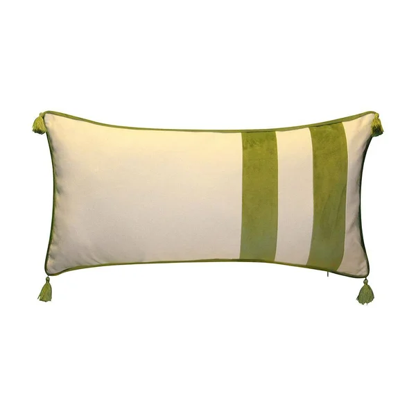 Edie@Home Striped Tassel Lumbar Decorative Pillow, Green, 15x30