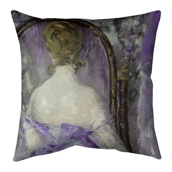Porch & den Edouard Manet &Before The Mirror& Throw Pillow - 16 x 16 - Green - Polyester