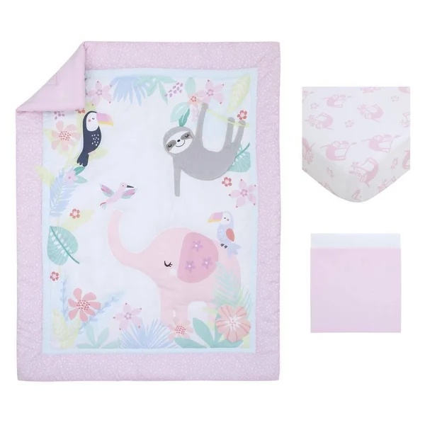 Little Love by NoJo Tropical Garden Crib Set - 3PC - 34" x 43"