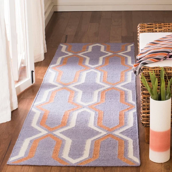 Safavieh 5' x 8' Dhurries DHU559B Light Blue, Dark Blue Rug