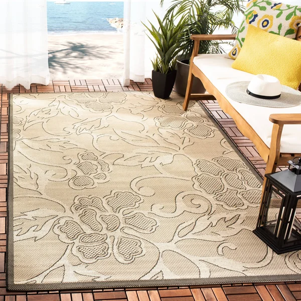 Safavieh Courtyard CY2726-3901 5&3x22 x 7&7x22 Sand, Black Area Rug