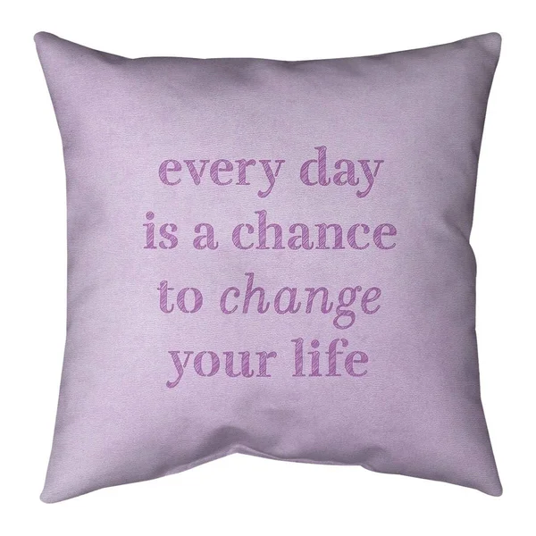 Quotes Handwritten Change Your Life Quote Pillow (Indoor/Outdoor) - 18 x 18 - Square - Zipper Closure - Large - Polyester