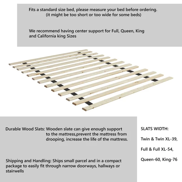 Onetan, Heavy Duty Wooden Bed Slats/Bunkie Board Frame, Size: Twin-XL, Beige