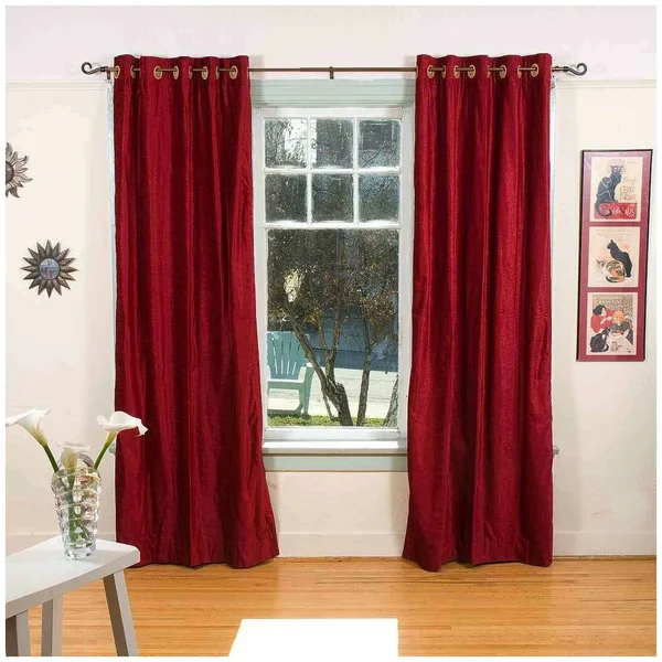 Burgundy Ring, Grommet Top Velvet Curtain, Drape, Panel - Piece