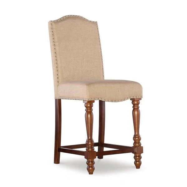 Linon Jade 24x22 Wood Counter Stool in Brown - CYMX307