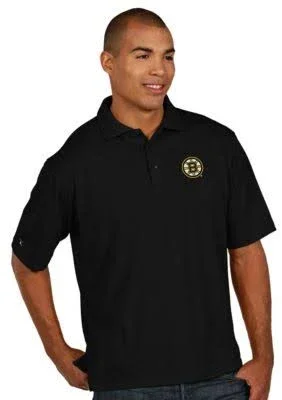 Antigua Boston Bruins Black Pique Xtra-Lite Polo Size: Small