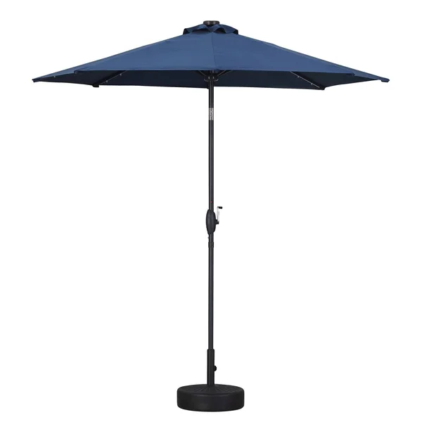 Ainfox 9ft Patio Umbrella with LED Lights & Round Base - Brown - 9 x 9 x 7.61ft