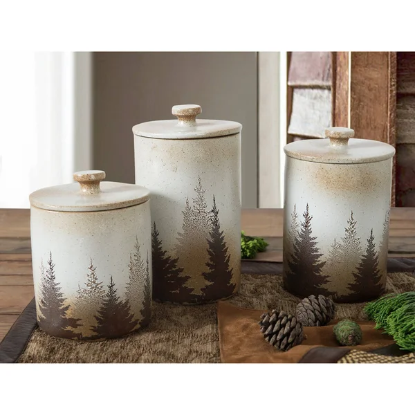 HiEnd Accents Clearwater Pines 3 PC Canister Set, DI1763CS01