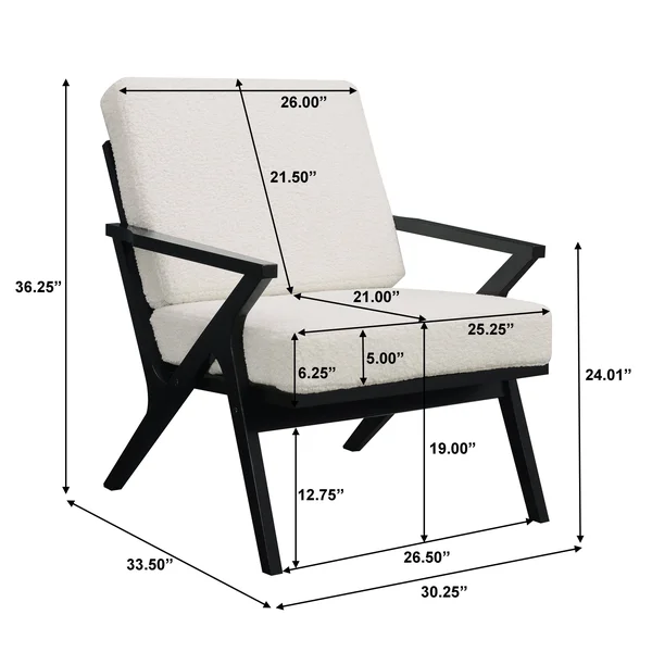Texture and Natural Wood Frame Accent Chair - Grey