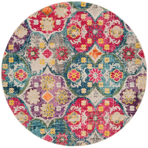 Safavieh Monaco MNC248R 5&1x22 x 7&7x22 Grey - Fuchsia Area Rug