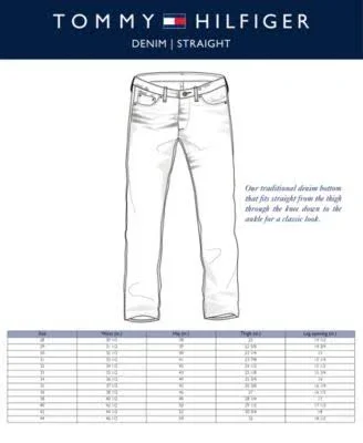 Tommy Hilfiger Mens Vintage Wash Straight Leg Jeans, 927
