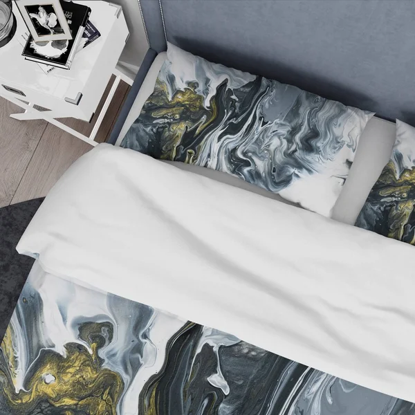 Designart &White - Grey and White Marble Acrylic& Mid-Century Modern Bedding Set - Duvet Cover & Shams - Twin Cover + 1 Sham