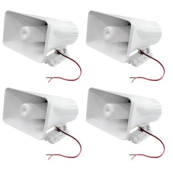 4) Pyle PHSP5 8x22 65W 8-Ohm Indoor & Outdoor PA Horns Speaker White Audio