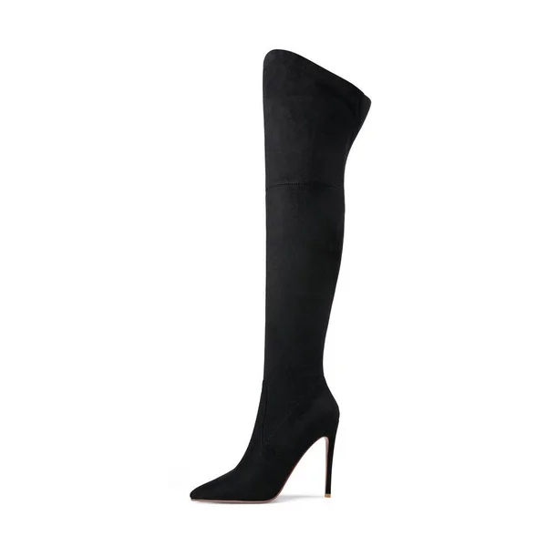 Black Women's Dress Pull-On Boots Stretch Over-The-Knee Boots Size 9