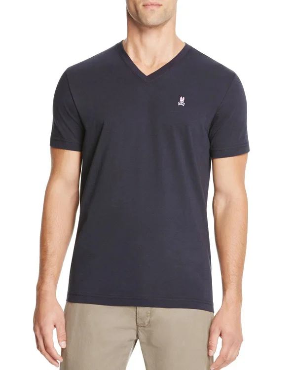 Psycho Bunny Classic V-Neck Heather Grey Men's Tee Shirt B6U100ARPC-HGY